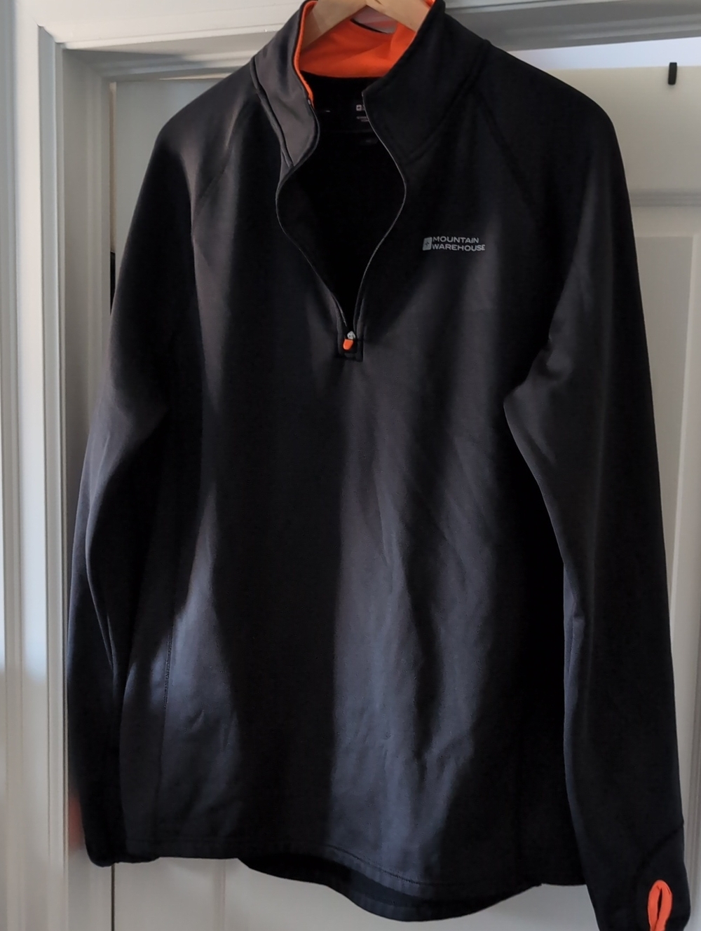 Mountain Warehouse Men's Black Zip-Up Sweater with Orange Trim